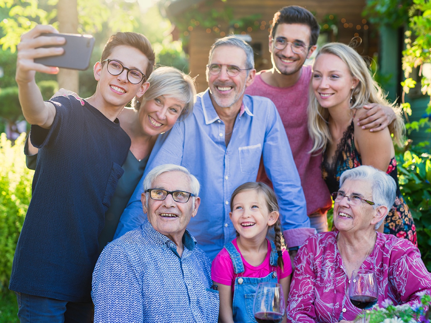 Three generations of a family together outdoors